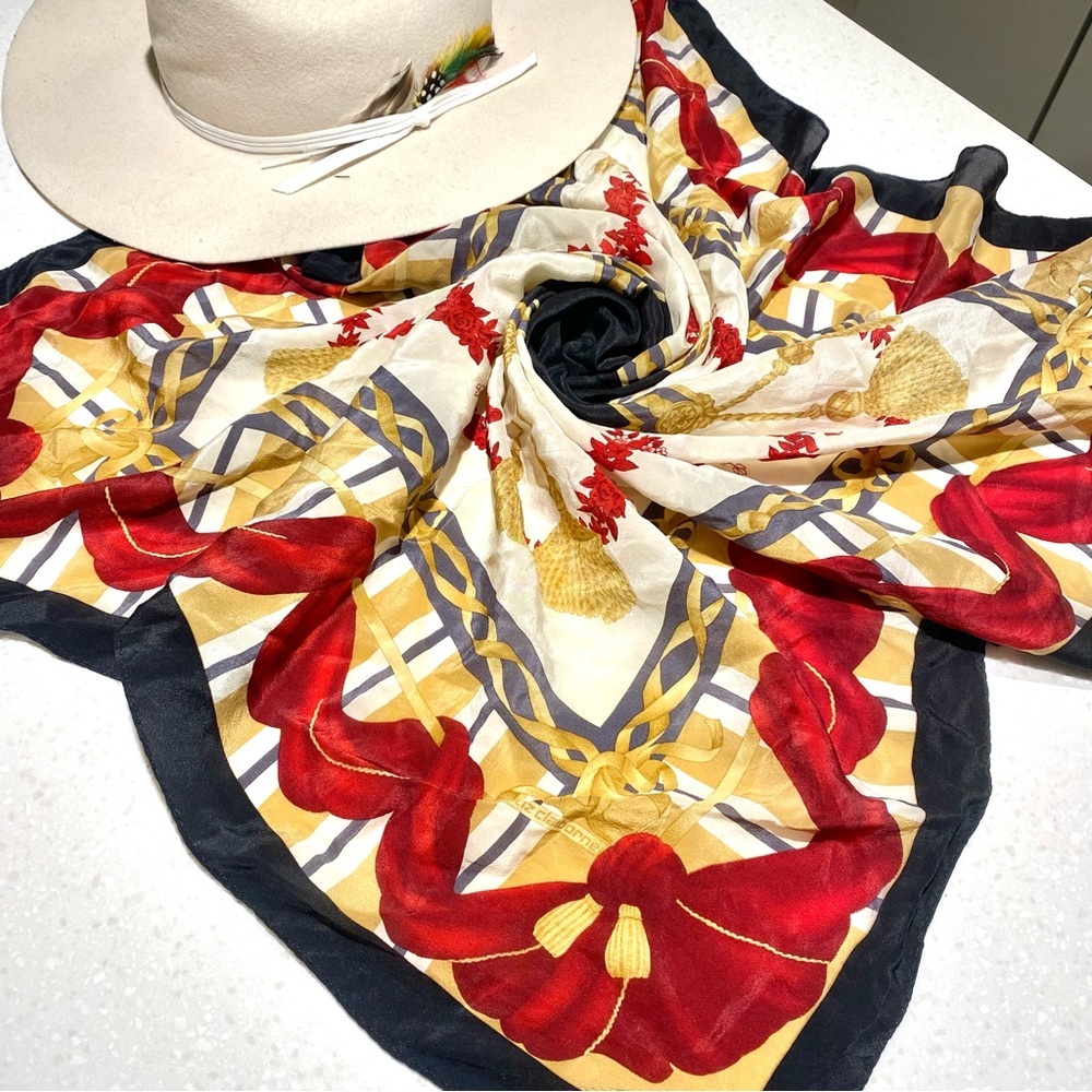 Stunning SILK boho scarf/wrap w tassels /bows & Equestrian luxury style - Picture 12 of 12